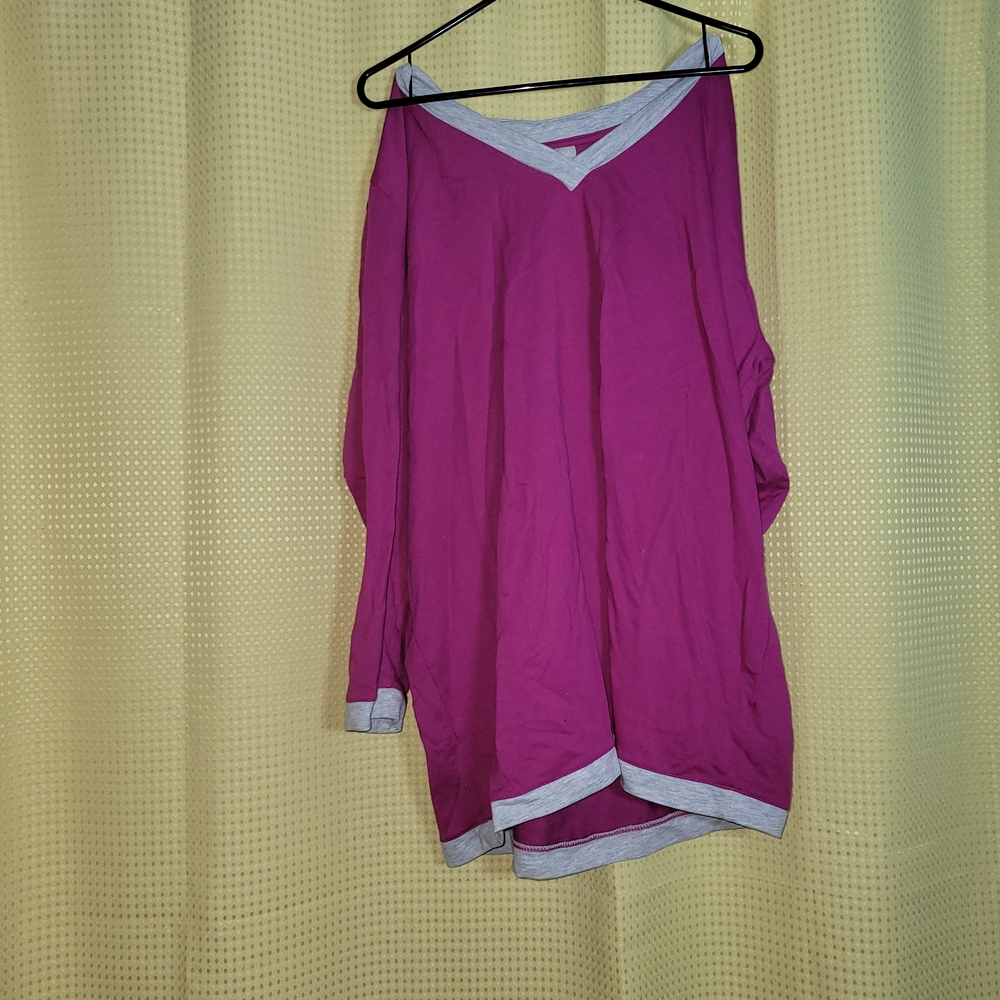 Woman Within Magenta and Light Gray Sweatshirt Size 1X